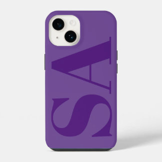 Modernes, lila Monogramm iPhone 14 Hülle