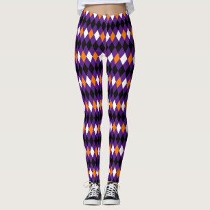 Modernes, Lila Orange Harlequin Muster Leggings