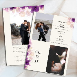Modernes Lila Orchid Boho Chic 3 Fotos Hochzeit Save The Date