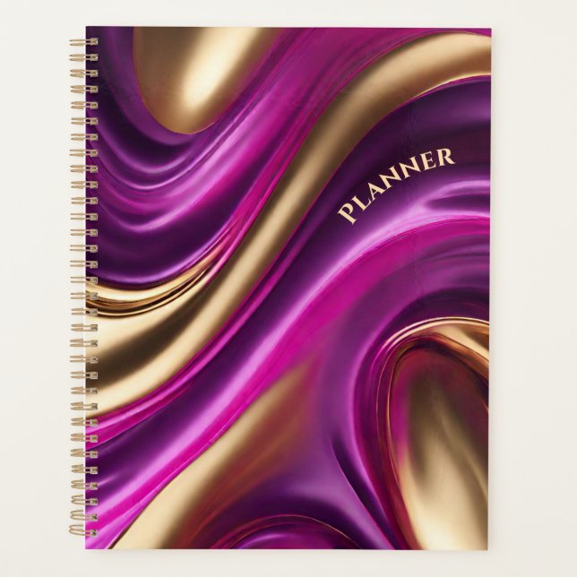 Modernes - Lila Rosa und Gold- Planer (Vorderseite)