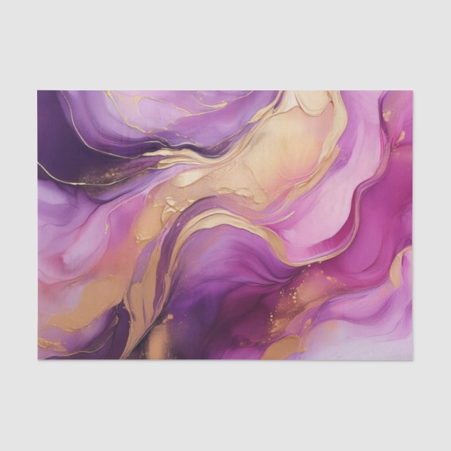 Modernes Lila Rosa und Gold- Seidenpapier (Vorderseite)