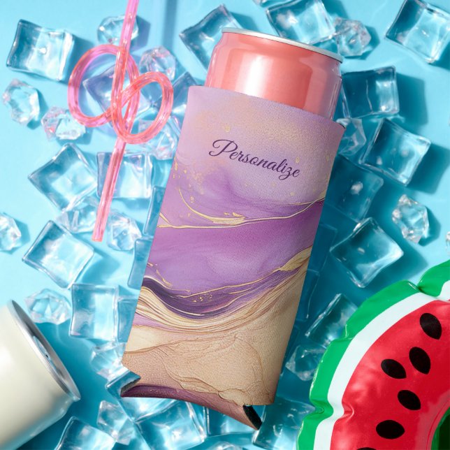 Modernes Lila Rosa und Gold- Selters Dosenkühler (In Situ Sommer)