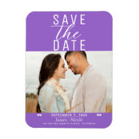 Modernes Lila Save the Date Hochzeitsstipendium