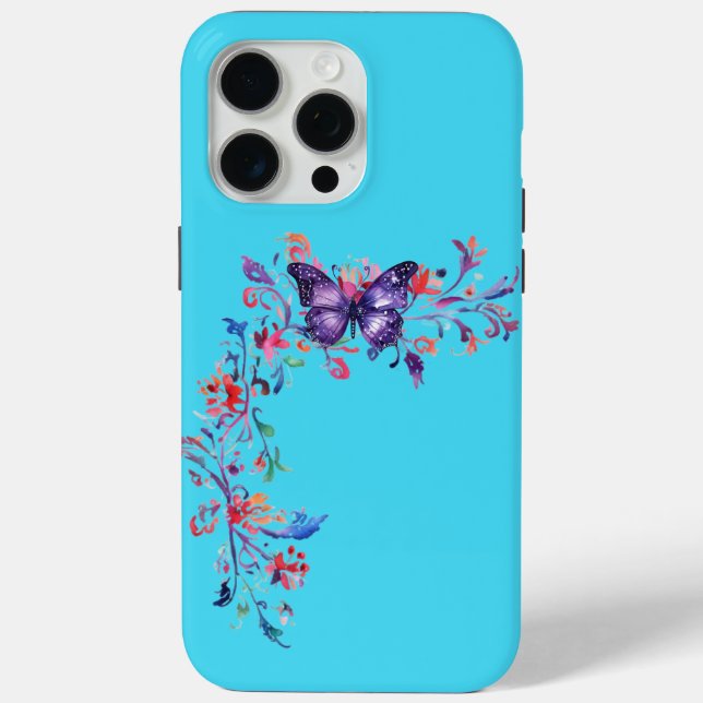 Modernes Lila Schmetterlingsbrett iPhone 15 Pro Fa Case-Mate iPhone Hülle (Rückseite)