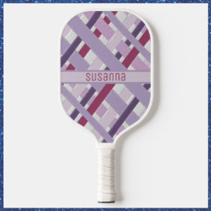 Modernes Lila Streifenmuster Pickleball Schläger