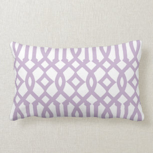 Modernes Lila Trellis-Muster in Weiß und Lilac Lendenkissen