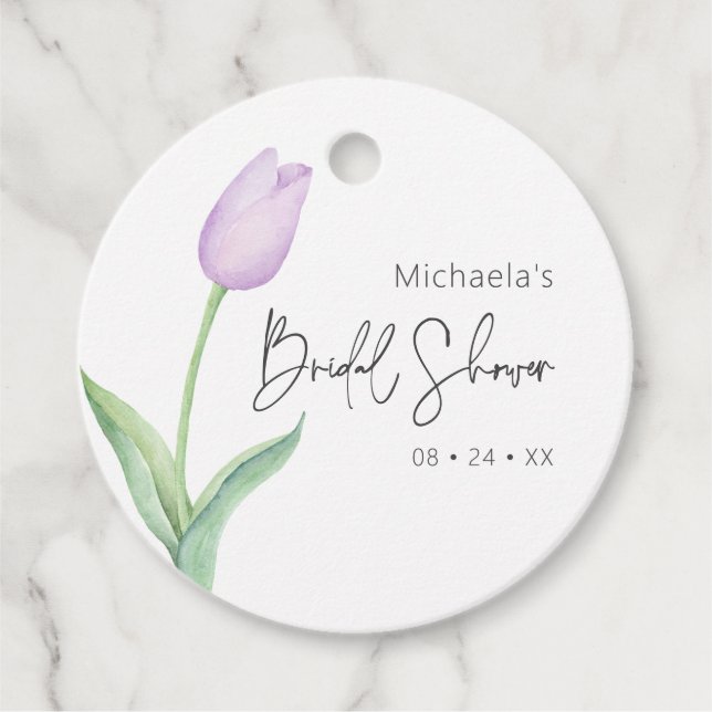 Modernes Lila Tulip Solo Brautparty Geschenkanhänger (Vorderseite)