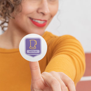 Modernes Lila und gelbes Kettchen-Symbol Runder Aufkleber