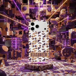 Modernes, Lila und goldfarbenes abstraktes Muster Case-Mate iPhone Hülle