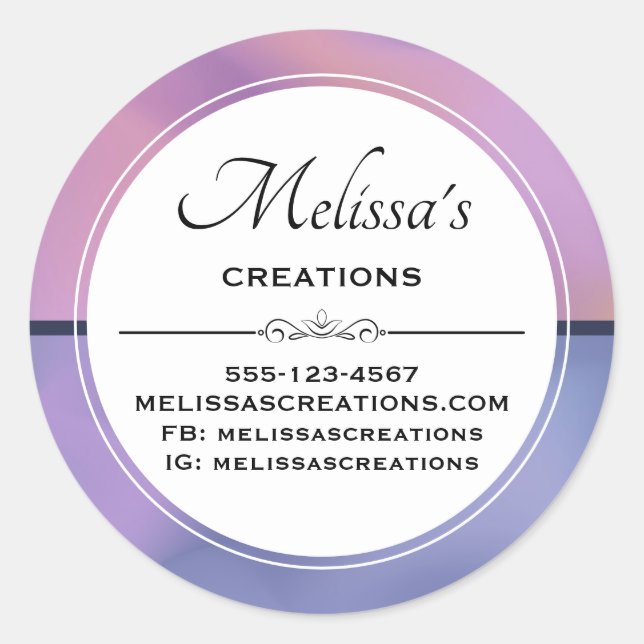 Modernes Lila und rosafarbenes Abstraktes Geschäft Runder Aufkleber (Vorderseite)