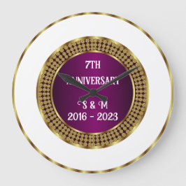 Modernes Lila Weiß- und Goldenes Jahr Große Wanduhr