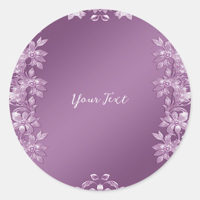 Modernes Lilac Floral Round Sticker (Vorderseite)
