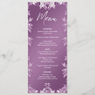 Modernes Lilac Floral Wedding Menu Menükarte
