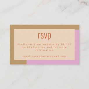 Modernes Lilac Gold Geometric Wedding RSVP Online Begleitkarte