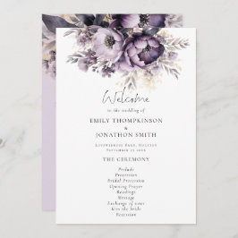 Modernes Lilac Lila Florals Hochzeitsprogramm Einladung