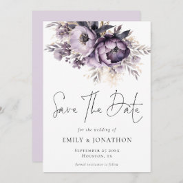 Modernes Lilac Lila Florals QR Code Wedding Save The Date