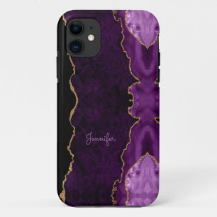Modernes Lilac Lila Gold Agate Crystal personalisi Case-Mate iPhone Hülle