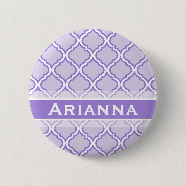 Modernes Lilac Lila marokkanisches Trellis Button (Vorderseite)