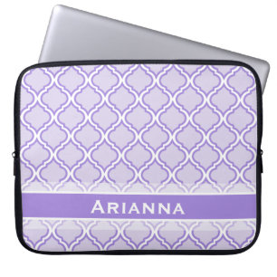 Modernes Lilac Lila marokkanisches Trellis Laptopschutzhülle
