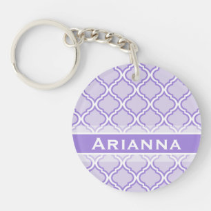 Modernes Lilac Lila marokkanisches Trellis Schlüsselanhänger