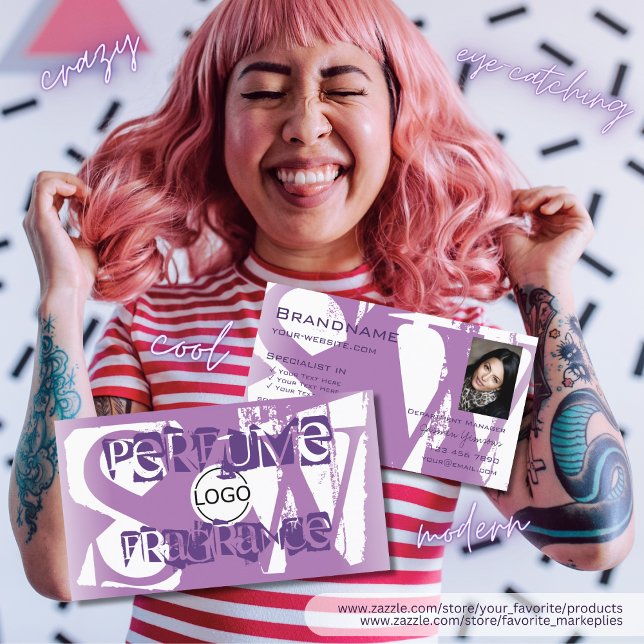 Modernes Lilac-Lila-Weiß-Foto-Logo und Monogramm Visitenkarte (Von Creator hochgeladen)