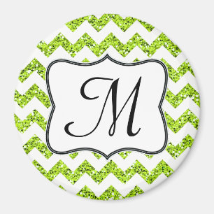 Modernes Limon Glitte Zickzack Monogram Initial Ma Magnet
