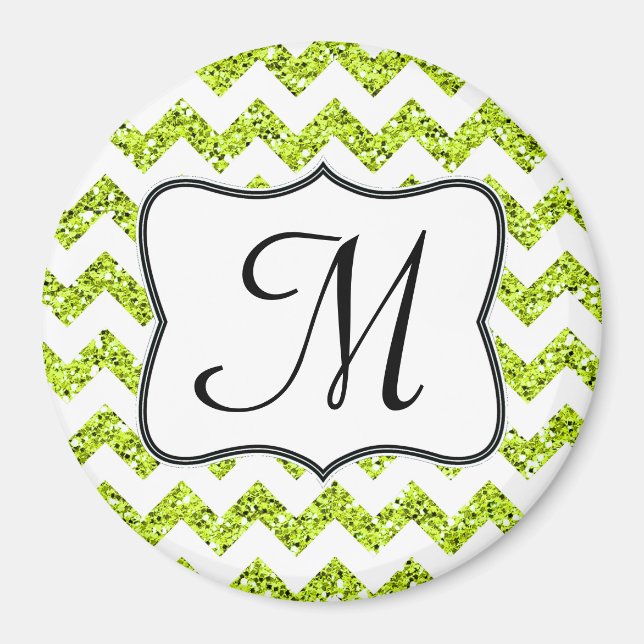 Modernes Limon Glitte Zickzack Monogram Initial Ma Magnet (Vorne)