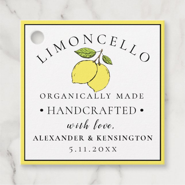 Modernes Limoncello für eine Flasche Geschenkanhänger (Vorderseite)