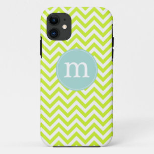 Modernes Limones grünes Zickzack personalisiertes Case-Mate iPhone Hülle