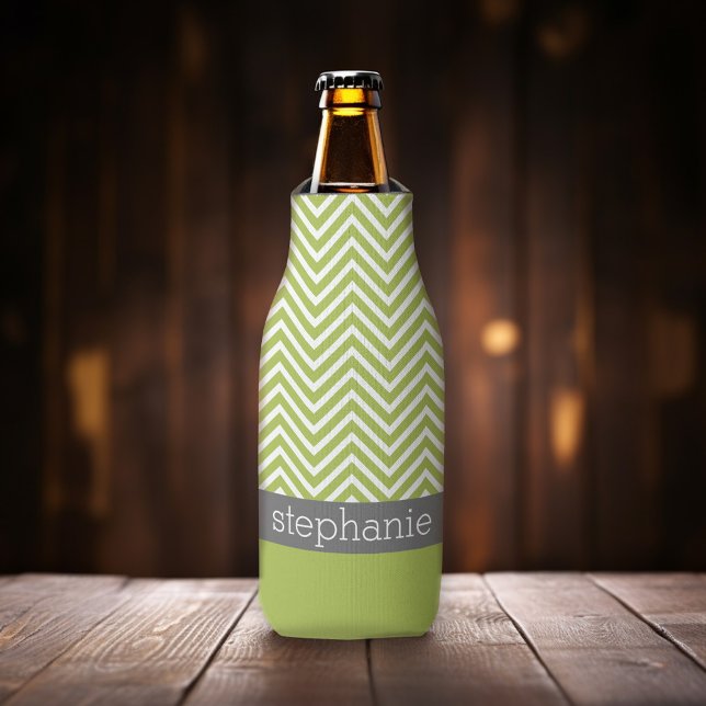 Modernes Limones und kohlefreies Zickzack Muster m Flaschenkühler (Add your name to this preppy personalized bottle cooler.)