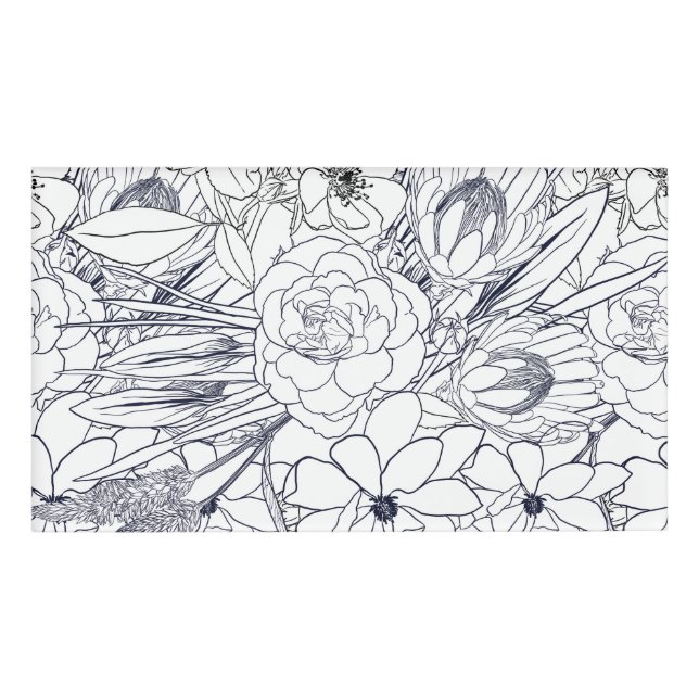 Modernes Line Art Handgezeichnet Floral Girly Desi Namenschild (Vorderseite)