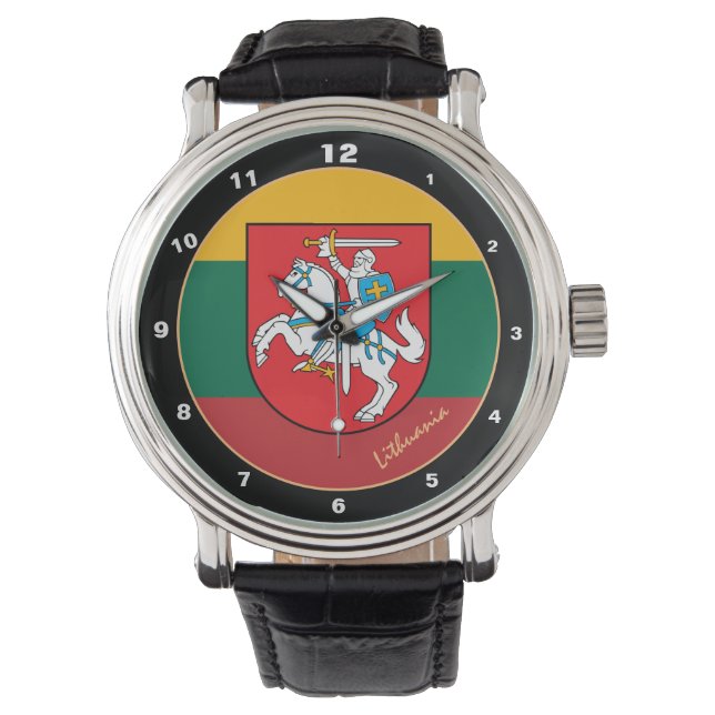 Modernes Litauen Ritter & litauische Flagge / Desi Armbanduhr (Vorderseite)