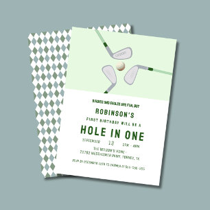 Modernes Loch in One Par-T-Golf-Geburtstag Einladung