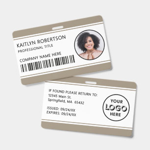 Modernes Logo-Barcode-Tan-Angestellten-Fotoausweis Ausweis