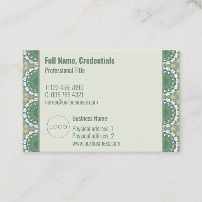 Modernes Logo Elegante Frühling Abstrakt grün Visitenkarte (Vorderseite)