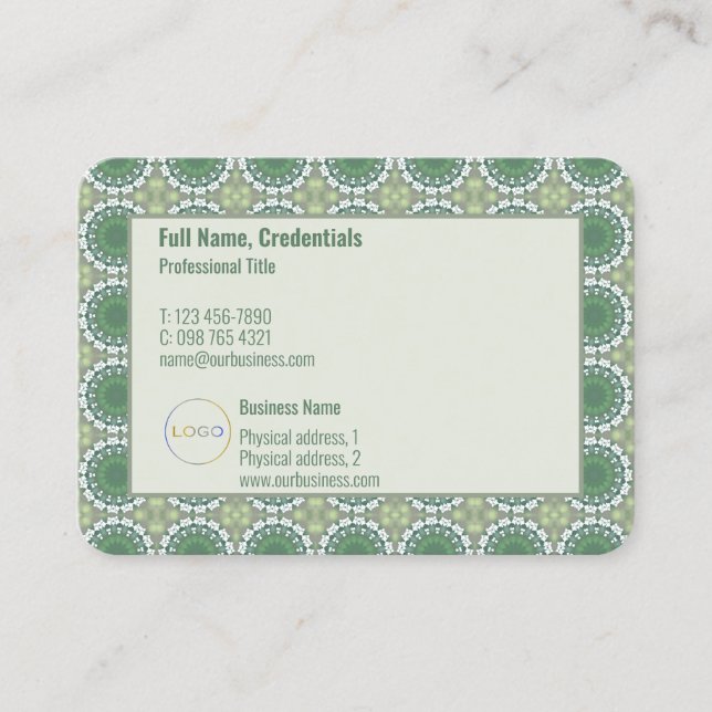 Modernes Logo Elegantes Abstraktes Blumenmuster Gr Visitenkarte (Vorderseite)