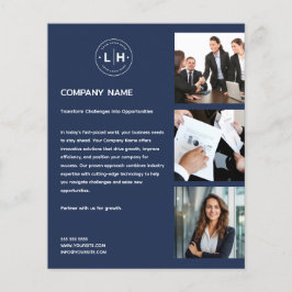 Modernes Logo-Foto Beruflich Navy Blue Business Flyer
