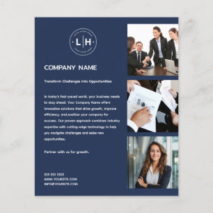 Modernes Logo-Foto Beruflich Navy Blue Business Flyer