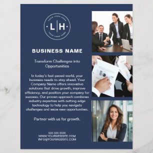 Modernes Logo-Foto Navy Blue Corporate Business Flyer