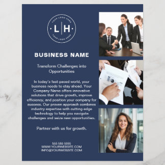 Modernes Logo-Foto Navy Blue Corporate Business Flyer