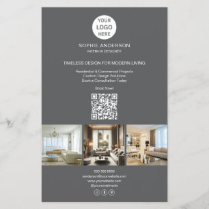 Modernes Logo Foto QR Grau Professionell Geschäftl Flyer