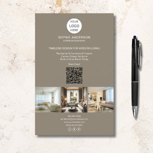 Modernes Logo Foto QR Taupe Beruflich Business Flyer