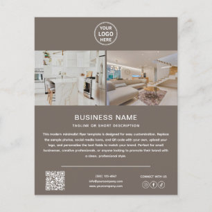 Modernes Logo-Foto-QR-Taupe-Marketing-Geschäft Flyer