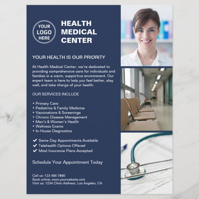 Modernes Logo für Ärzte im Gesundheitswesen Navy B Flyer (Vorne)