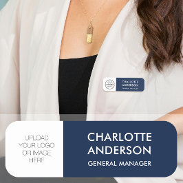 Modernes Logo für Mitarbeiter Navy Blue White Namensschild