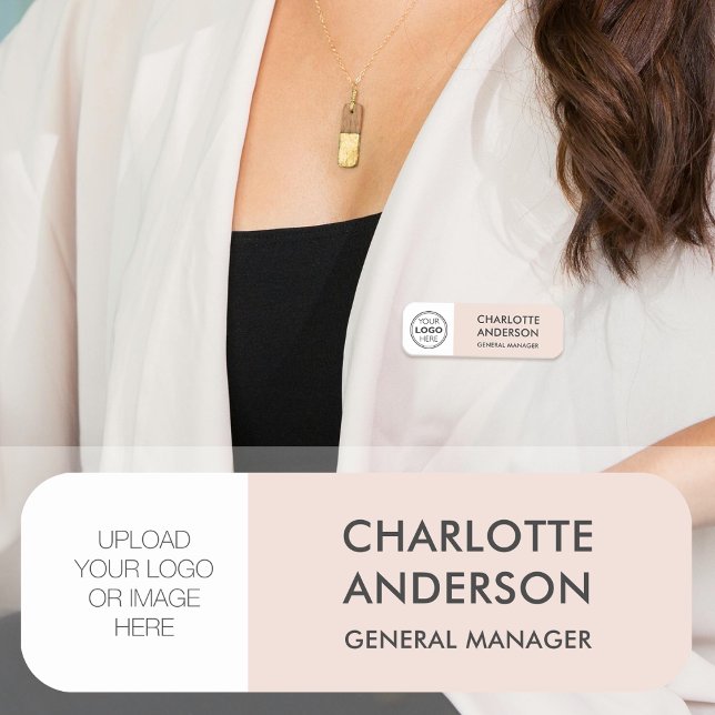 Modernes Logo für Mitarbeiter Rosa Rosa Grau Namensschild (Von Creator hochgeladen)