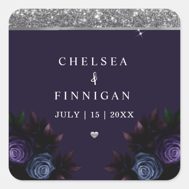 Modernes Logo für Navy Blue und Silber Quadratischer Aufkleber (Vorderseite)