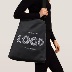 Modernes Logo für Schwarze und Weiße Unternehmen Tragetaschen Mit Langen Trägern