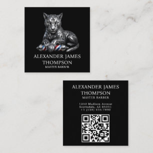 Modernes Logo für Silber-Panther-Friseursalon als  Quadratische Visitenkarte