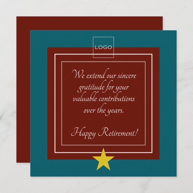 Modernes Logo, Gold-Star-Burgund und Aquamarine Re (Vorne/Hinten)